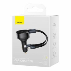 Автомобильное зарядное устройство Baseus Enjoyment Retractable 2-in-1 Car Charger C+L 30W Black (CGTX000001)