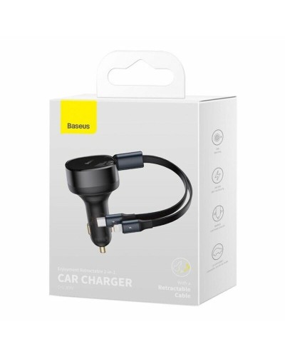 Автомобільний зарядний пристрій Baseus Enjoyment Retractable 2-in-1 Car Charger C+L 30W Black (CGTX000001)