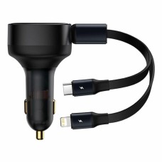 Автомобильное зарядное устройство Baseus Enjoyment Retractable 2-in-1 Car Charger C+L 30W Black (CGTX000001)