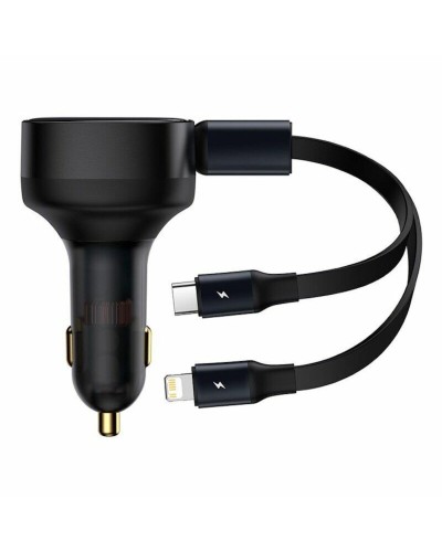 Автомобільний зарядний пристрій Baseus Enjoyment Retractable 2-in-1 Car Charger C+L 30W Black (CGTX000001)