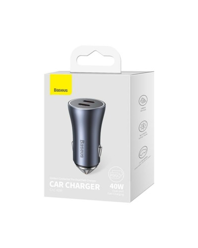 АЗП Baseus Golden Contactor Pro Dual Fast Charger Car Charger C+C 40W Dark Gray (CGJP000013)