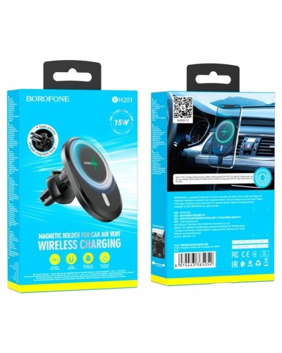 Тримач для мобiльного з БЗП BOROFONE BH201 magnetic wireless fast charging car holder (BH201)