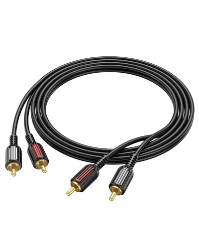 Аудiо-кабель BOROFONE BL13 2RCA red and white double lotus audio cable Black (BL13B)