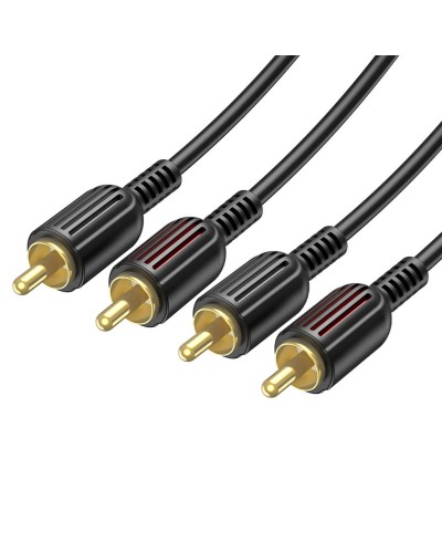 Аудiо-кабель BOROFONE BL13 2RCA red and white double lotus audio cable Black (BL13B)