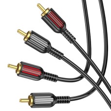 Аудiо-кабель BOROFONE BL13 2RCA red and white double lotus audio cable Black (BL13B)