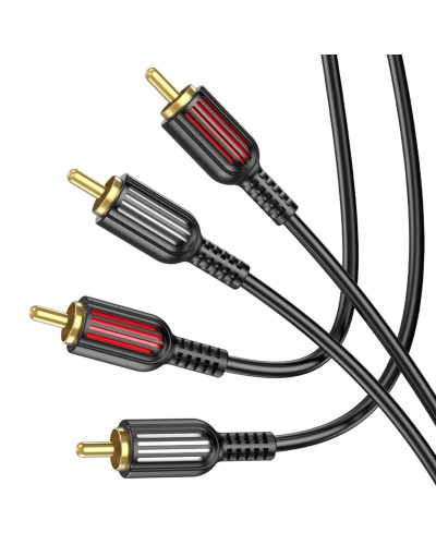 Аудiо-кабель BOROFONE BL13 2RCA red and white double lotus audio cable Black (BL13B)