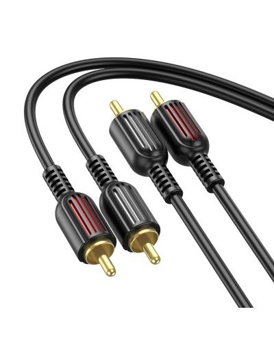 Аудiо-кабель BOROFONE BL13 2RCA red and white double lotus audio cable Black (BL13B)