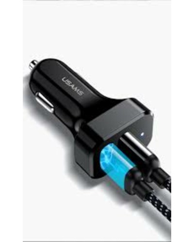 АЗП Usams Travel Car Charger Kit King Tu Series(U35 IP Cable 1M + C13 Dual USB Car Charger) Black (NTU35LC13TZ)