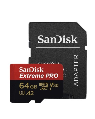 microSDXC (UHS-1 U3) SanDisk Extreme Pro A2 64Gb class 10 V30 (R200MB/s,W90MB/s) (adapter) (SDSQXCU-064G-GN6MA)