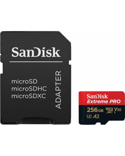 microSDXC (UHS-1 U3) SanDisk Extreme Pro A2 256Gb Class 10 V30 (R200MB/s, W140MB/s) (adapter) (SDSQXCD-256G-GN6MA)