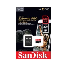 microSDXC (UHS-1 U3) SanDisk Extreme Pro A2 512Gb Class 10 V30 (R200MB/s, W140MB/s) (adapter) (SDSQXCD-512G-GN6MA)