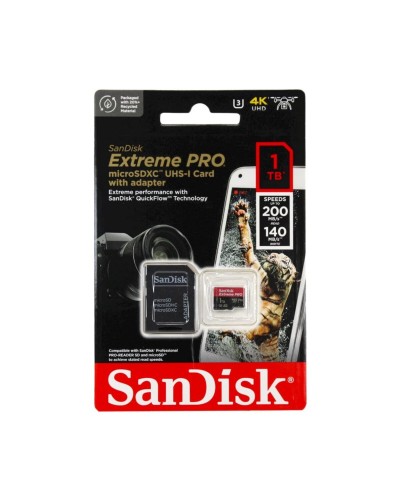 microSDXC (UHS-1 U3) SanDisk Extreme Pro A2 1TB class 10 V30 (R200MB/s,W140MB/s) (adapter) (SDSQXCD-1T00-GN6MA)