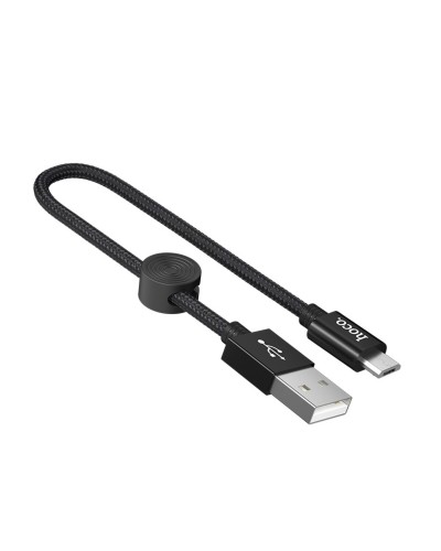 Кабель HOCO X35 USB to Micro 2.4A, 0.25m, nylon, aluminum connectors, Black (6931474707437)