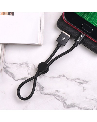 Кабель HOCO X35 USB to Micro 2.4A, 0.25m, nylon, aluminum connectors, Black (6931474707437)