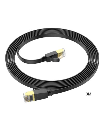 Кабель HOCO US07 General pure copper flat network cable(L=3M) Black (6931474780690)