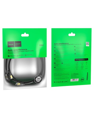 Кабель HOCO US07 General pure copper flat network cable(L=3M) Black (6931474780690)