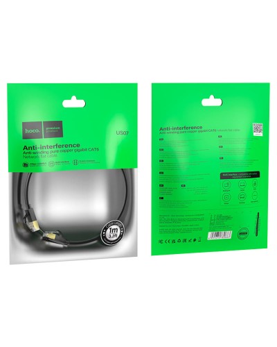 Кабель HOCO US07 General pure copper flat network cable(L=1M) Black (6931474780683)