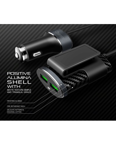 Автомобільний зарядний пристрій CHAROME C7 4-Port Front and Back Seat Car Charger Black (6974324910212)