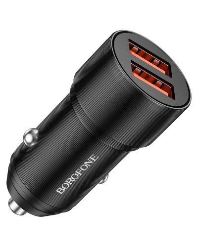 Автомобільний зарядний пристрій BOROFONE BZ19 Wisdom dual port car charger Black (BZ19B)