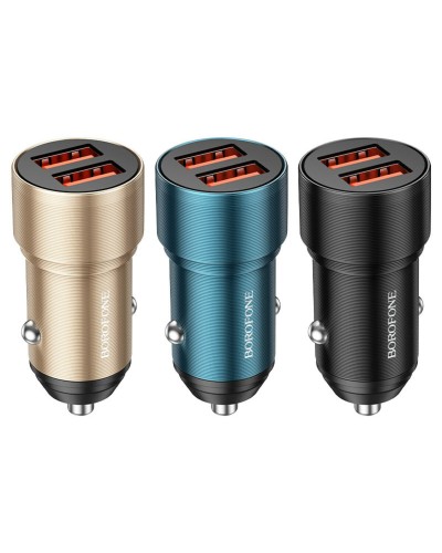 Автомобільний зарядний пристрій BOROFONE BZ19 Wisdom dual port car charger Black (BZ19B)