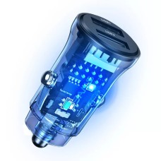 ОЗУ Usams US-CC162 C31 15W Transparent Dual USB A+A Mini Car Charger (CC162CC01)