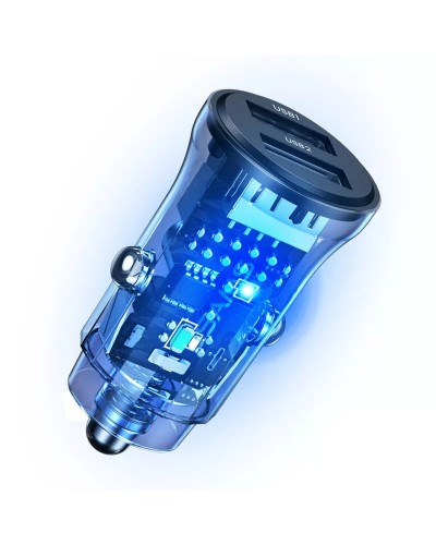 АЗП Usams US-CC162 C31 15W Transparent Dual USB A+A Mini Car Charger (CC162CC01)