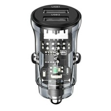 ОЗУ Usams US-CC162 C31 15W Transparent Dual USB A+A Mini Car Charger (CC162CC01)