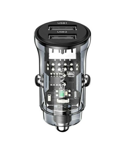 АЗП Usams US-CC162 C31 15W Transparent Dual USB A+A Mini Car Charger (CC162CC01)