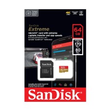 microSDXC (UHS-1 U3) SanDisk Extreme A2 64Gb class 10 V30 (R170MB/s, W80MB/s) (adapter SD) (SDSQXAH-064G-GN6MA)