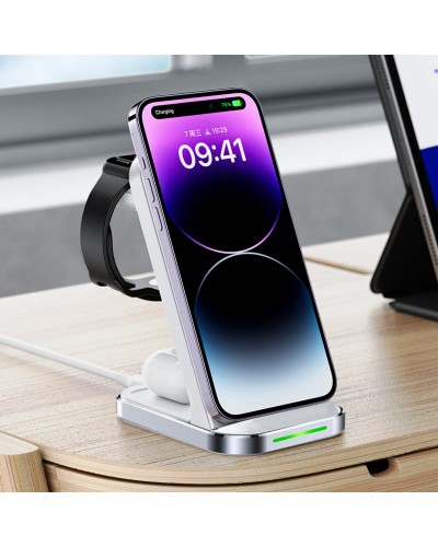 Бездротовий зарядний пристрій ACEFAST E15 desktop 3-in-1 wireless charging stand White (AFE15W)