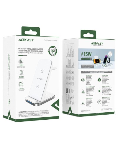 Бездротовий зарядний пристрій ACEFAST E15 desktop 3-in-1 wireless charging stand White (AFE15W)