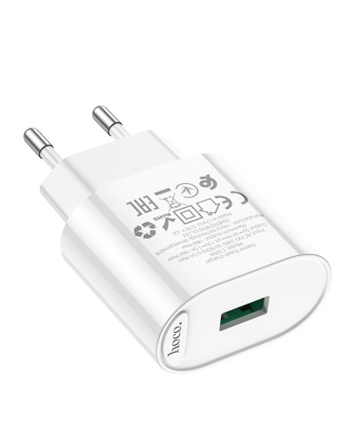 Мережевий зарядний пристрій HOCO C109A Fighter single port QC3.0 charger set 18W White (6931474784810)