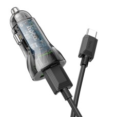 Автомобильное зарядное устройство HOCO Z47 Transparent Discovery Edition QC3.0 18W (Type-C) Transparent Black (6931474782250)