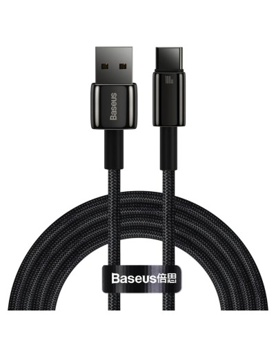 Кабель Baseus Tungsten Gold Fast Charging Data Cable USB to Type-C 100W 1m Black (CAWJ000001)