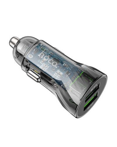 Автомобільний зарядний пристрій HOCO Z47 Transparent Discovery Edition dual port QC3.0 18W (Micro) Transparent Black (6931474782236)