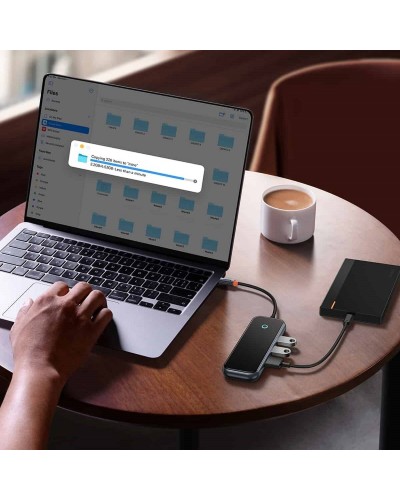 USB-Hub Baseus AcmeJoy 4-Port Type-C HUB Adapter（Type-C to USB3.0*3+Type-C PD&amp;Data *1）Dark Gray (WKJZ010013)