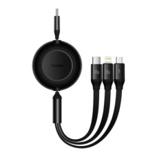 Кабель Baseus Bright Mirror 2 Series Retractable 3-in-1 Fast Charging  Data Cable Type-C to M+L+C 100W 1.1m Black (CAMJ010201)