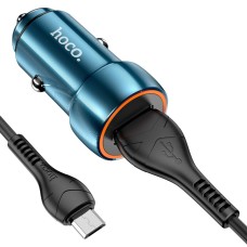 Автомобильное зарядное устройство HOCO Z46 Blue shield single port QC3.0 18W (Micro) Sapphire Blue (6931474770301)