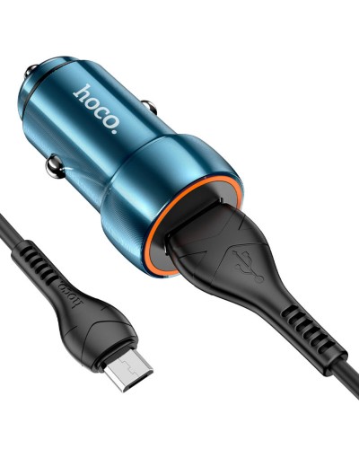 Автомобільний зарядний пристрій HOCO Z46 Blue shield single port QC3.0 18W (Micro) Sapphire Blue (6931474770301)