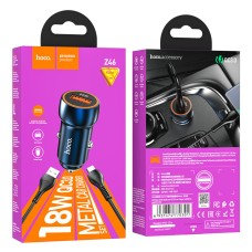 Автомобильное зарядное устройство HOCO Z46 Blue shield single port QC3.0 18W (Micro) Sapphire Blue (6931474770301)