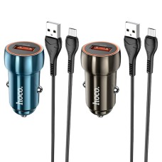 Автомобильное зарядное устройство HOCO Z46 Blue shield single port QC3.0 18W (Micro) Sapphire Blue (6931474770301)