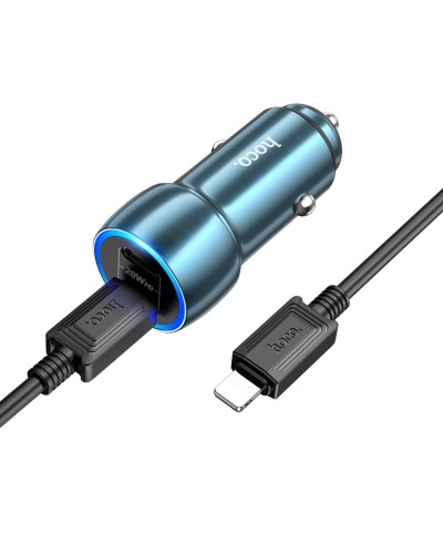 Автомобільний зарядний пристрій HOCO Z48 Tough 40W dual port(2C) car charger set(C to iP) Sapphire Blue (6931474795021)