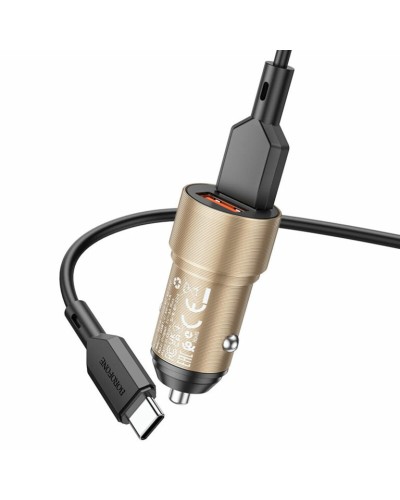 Автомобільний зарядний пристрій BOROFONE BZ19 Wisdom dual port car charger set(Type-C) Gold (BZ19CG)