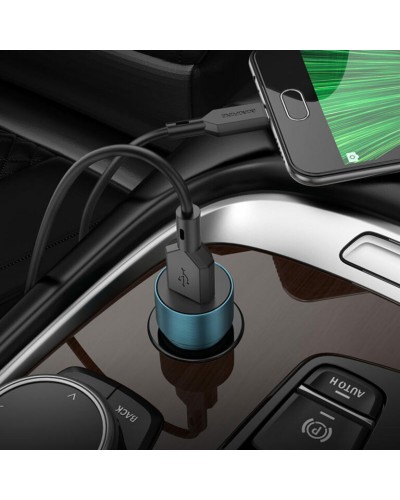 Автомобільний зарядний пристрій BOROFONE BZ19A Wisdom single port QC3.0 car charger set(Micro) 18W Sapphire Blue (BZ19AMSU)