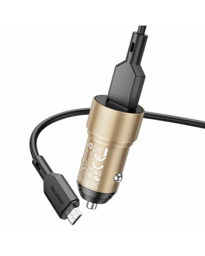 Автомобільний зарядний пристрій BOROFONE BZ19A Wisdom single port QC3.0 car charger set(Micro) 18W Gold (BZ19AMG)