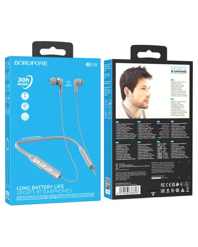 Навушники BOROFONE BE59 Rhythm neckband BT earphones Gray (BE59G)