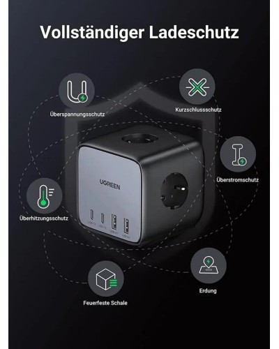 Зарядний пристрій UGREEN CD268 65W DigiNest Cube (2C2A) (UGR-60113) (UGR-60113)