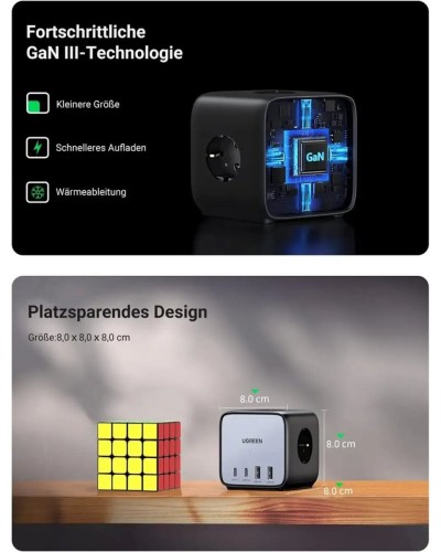 Зарядний пристрій UGREEN CD268 65W DigiNest Cube (2C2A) (UGR-60113) (UGR-60113)