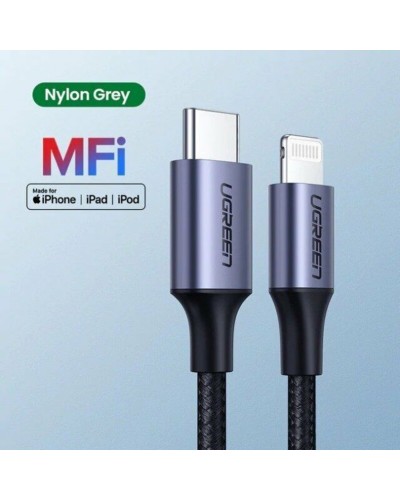 Кабель UGREEN US304 USB-C to Lightning M/M Cable Aluminum Shell Braided 2m (Black) (UGR-60761) (UGR-60761)