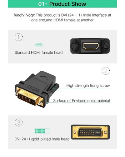 Кабель UGREEN 20124 DVI 24+1 Уникальный HDMI HDMI Adapter (Black) (UGR-20124) (UGR-20124)